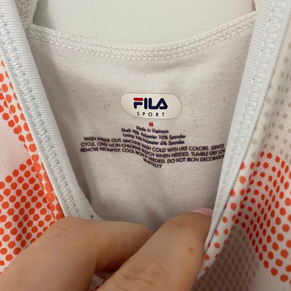 Fila White & Orange Printed Workout Tank Size Medium - Picture 3 of 4